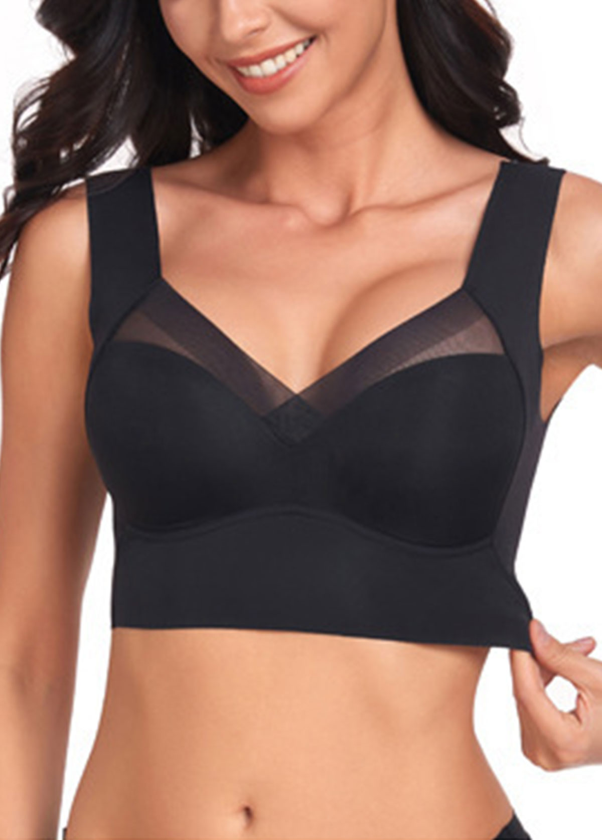 Black Color V Neck Detail Bra | picture 