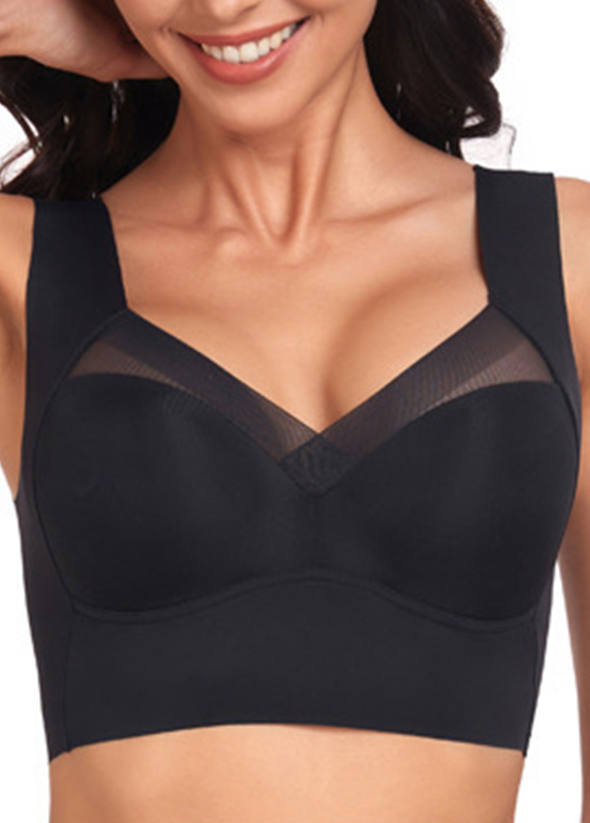 Black Color V Neck Detail Bra | picture 