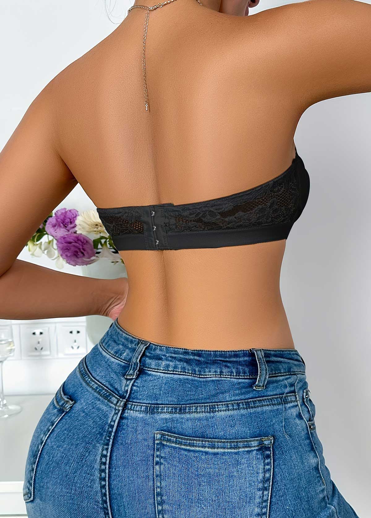 Black Strapless Lace Seamless Bandeau Bra | picture 