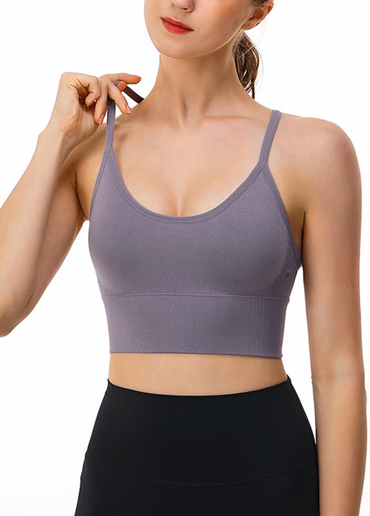 Dusty Purple Scoop Neck Sports Bra | picture 