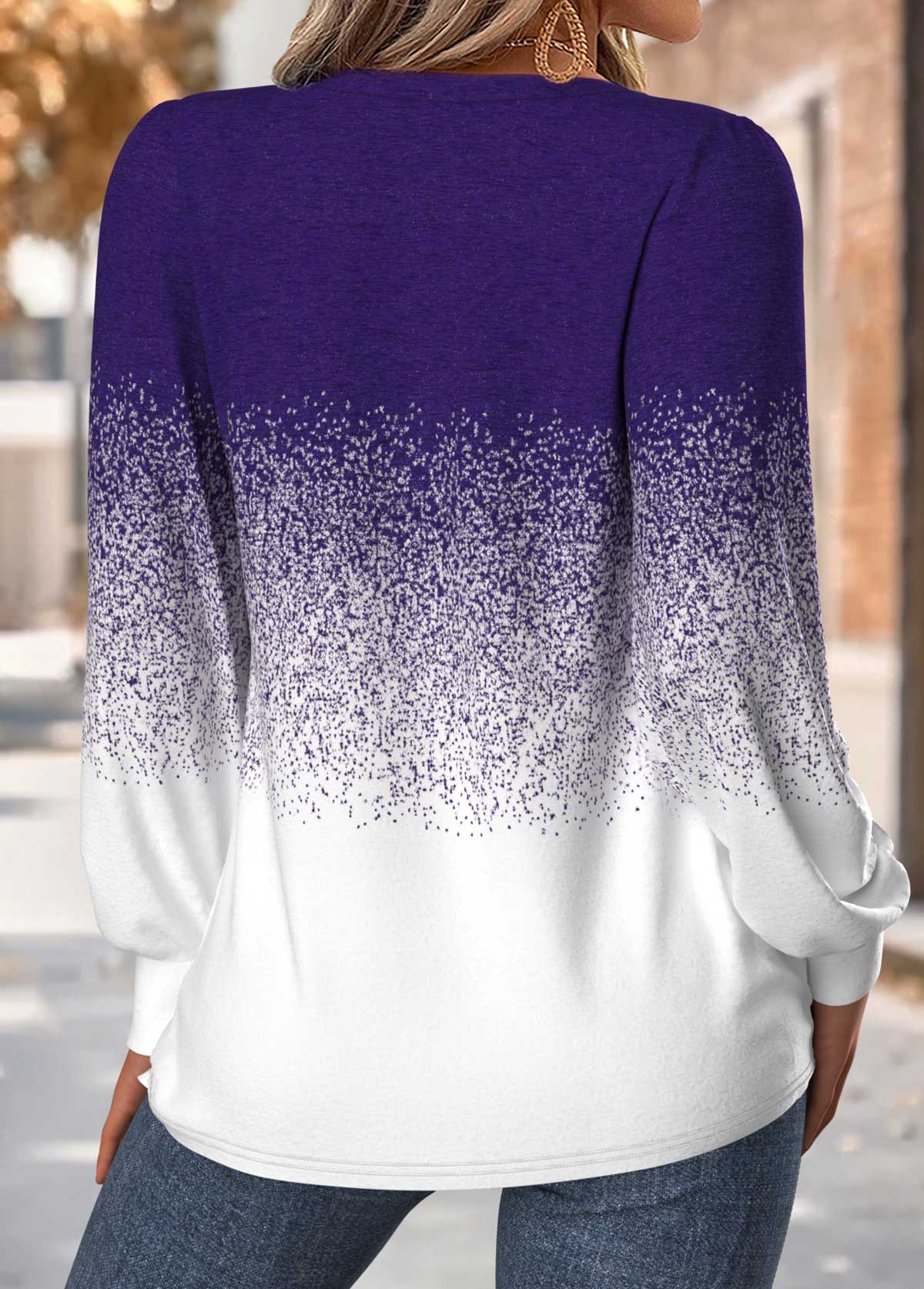 Purple Tummy Coverage Ombre Long Sleeve T Shirt | picture 