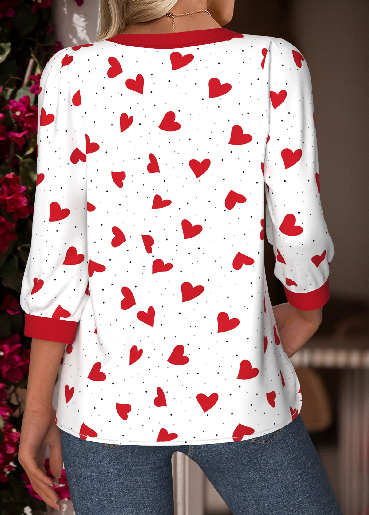 Red Tummy Coverage Valentine's Day Print T Shirt | picture 