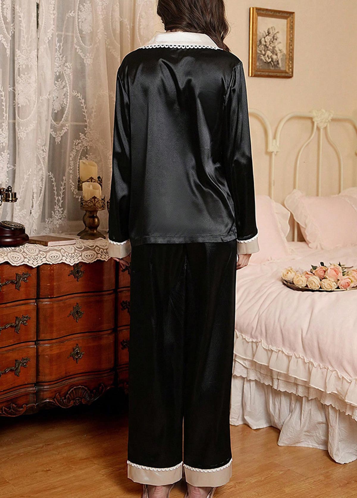 Black Long Sleeve Lounge Top and Pants | picture 