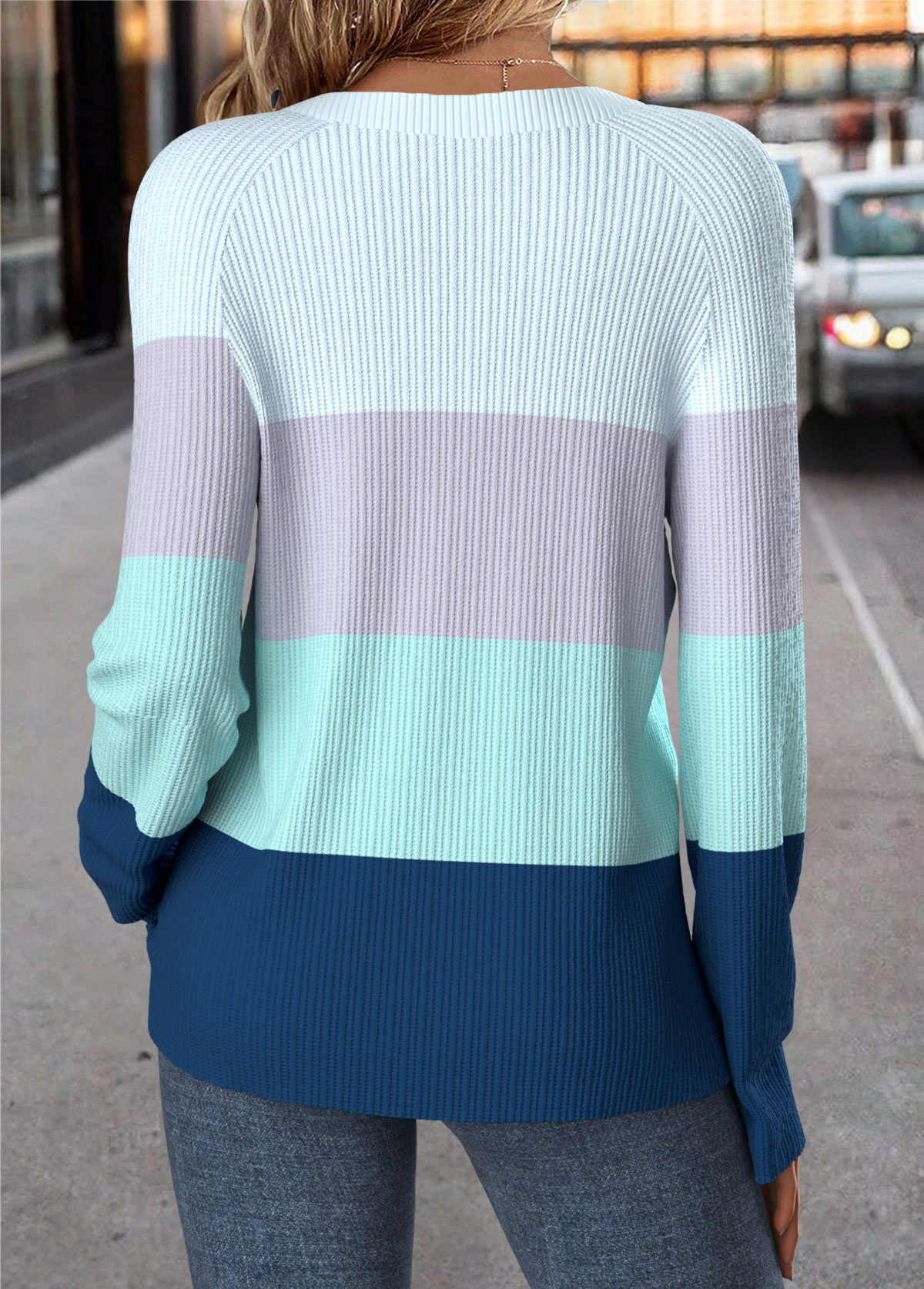 Blue Tummy Coverage Striped Long Sleeve T Shirt | picture 