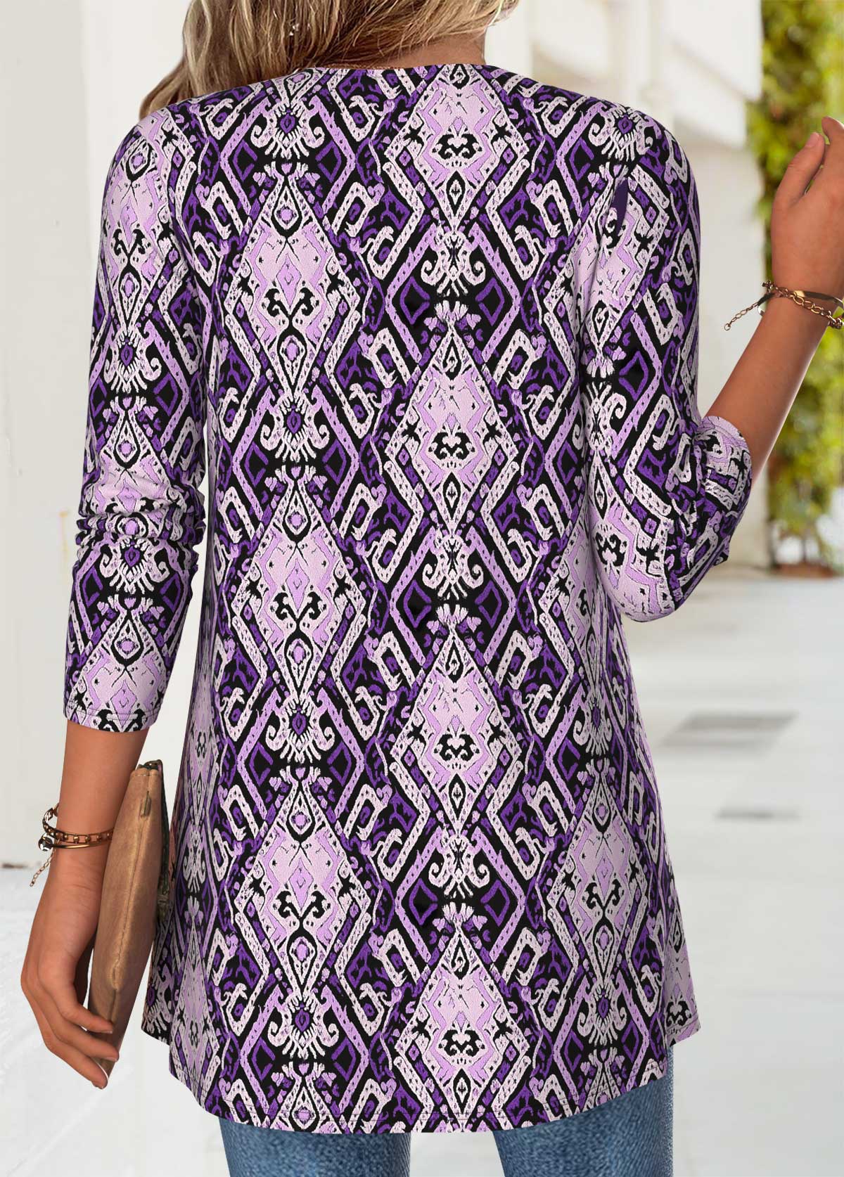 Dark Purple Tummy Coverage Fake Two Piece Twinset | picture 