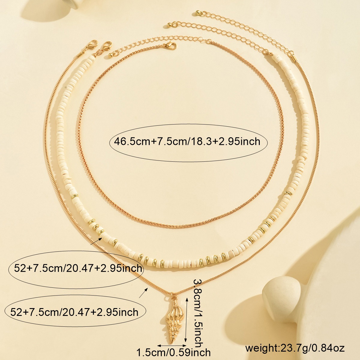 Golden Color Alloy Detail Conch Necklace | picture 