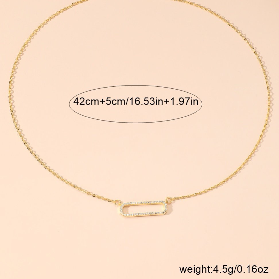 Golden Geometric Rectangle Design Alloy Necklace | picture 