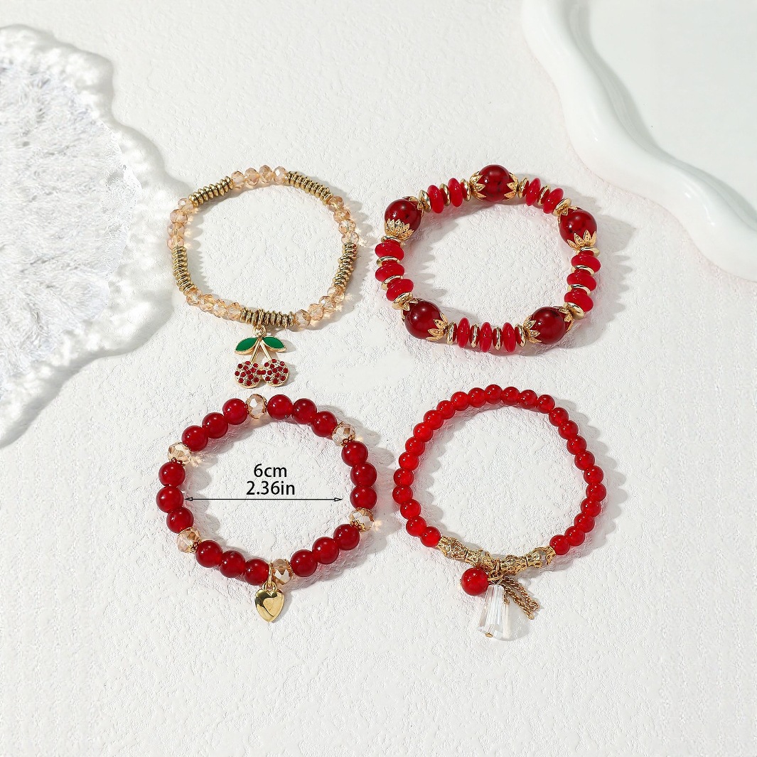 Red Heart Design Glass Beaded Bracelets | picture 