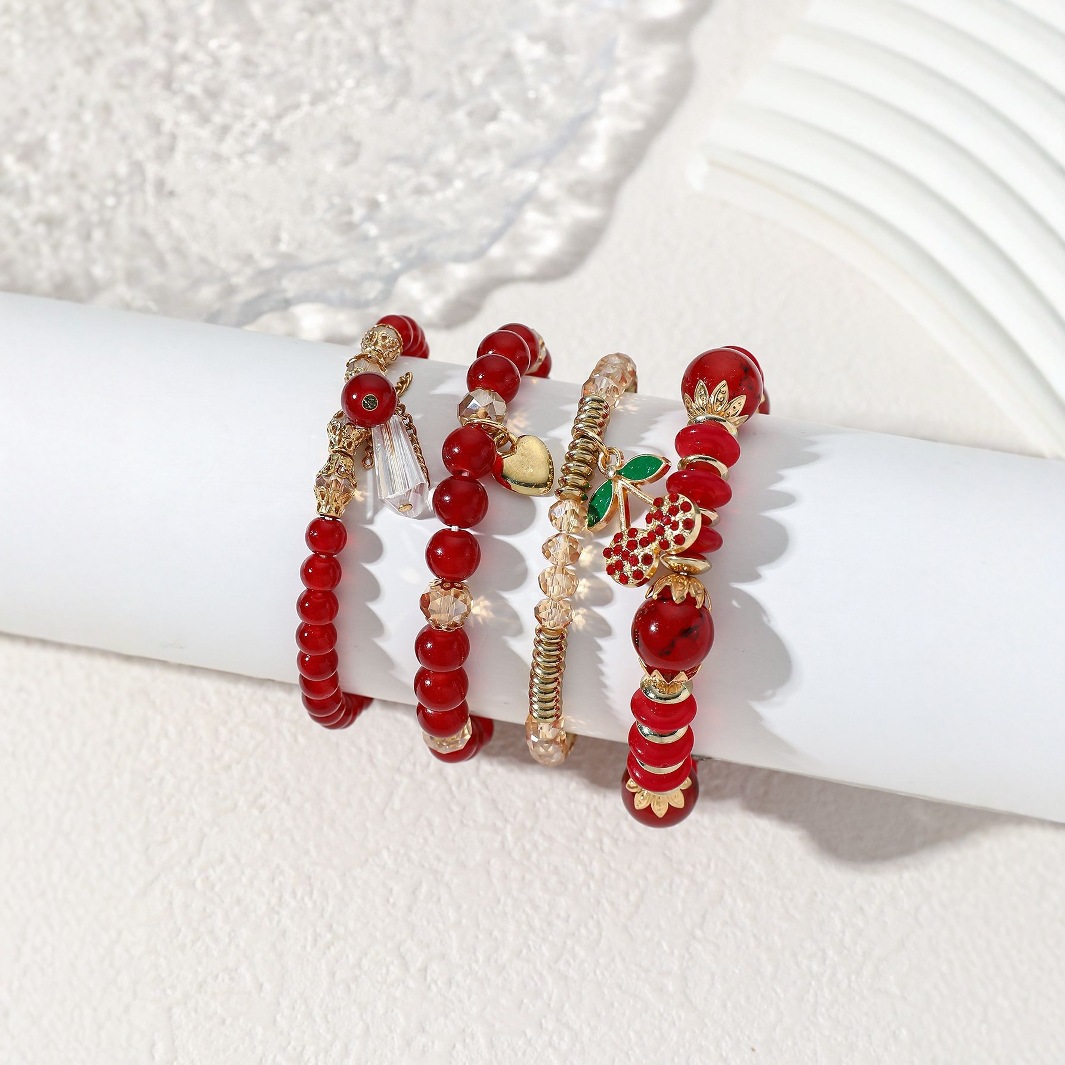 Red Heart Design Glass Beaded Bracelets | picture 