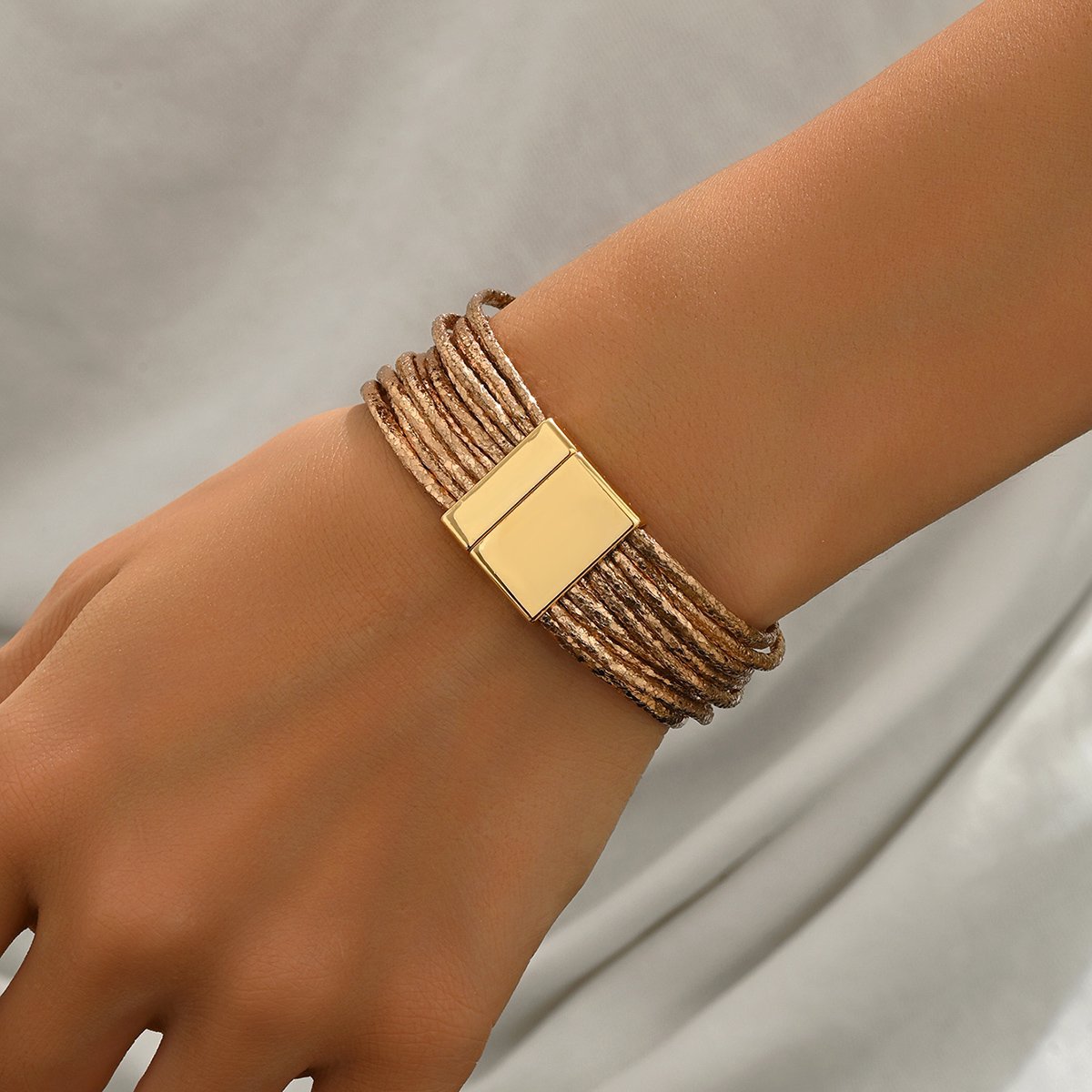 Golden Color Iron Multi Layered Bangle | picture 