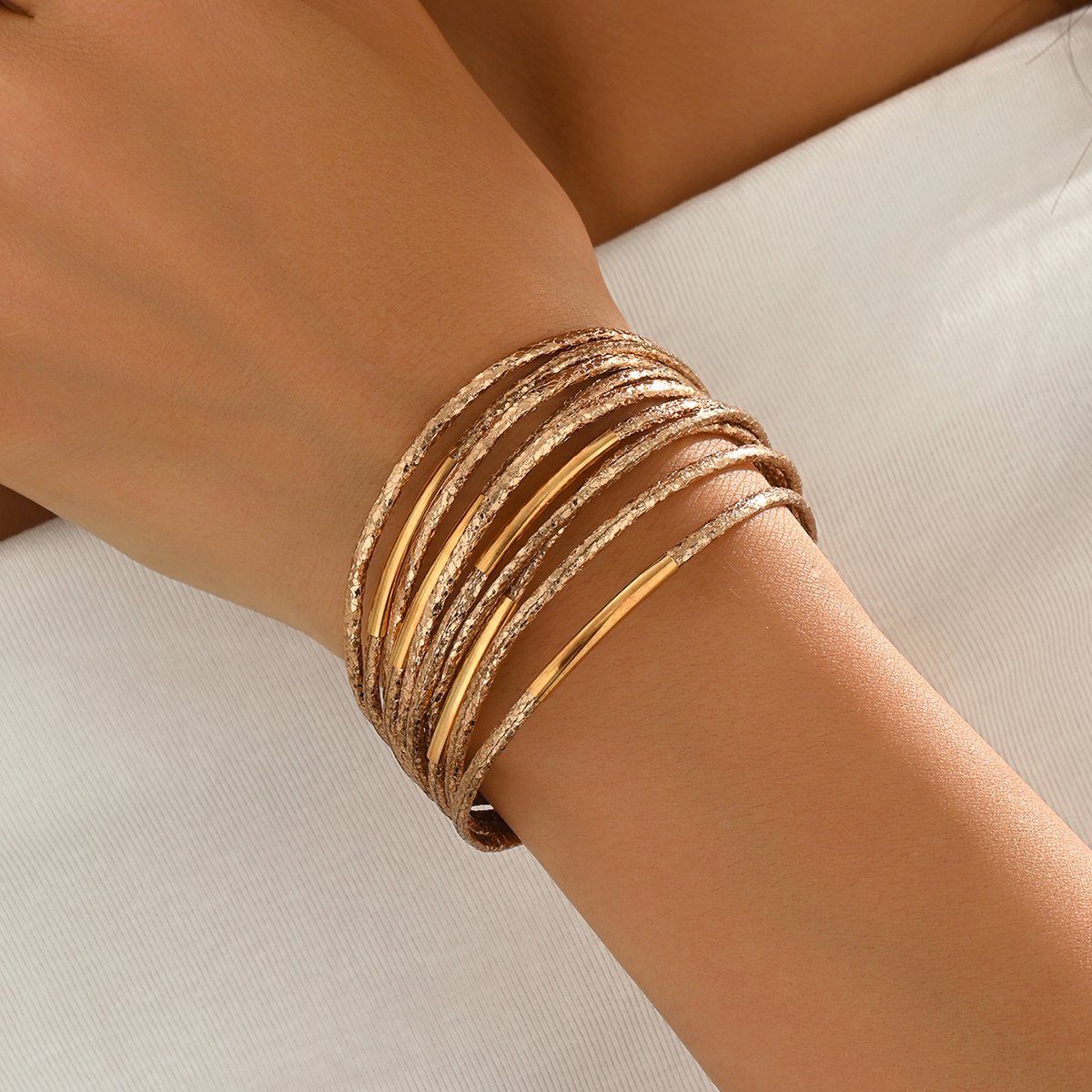 Golden Color Iron Multi Layered Bangle | picture 