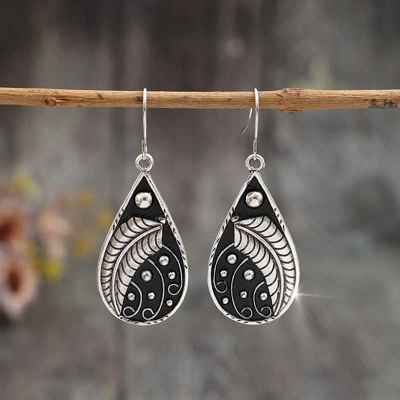 Silver Color Droplet Alloy Detail Earrings | picture 