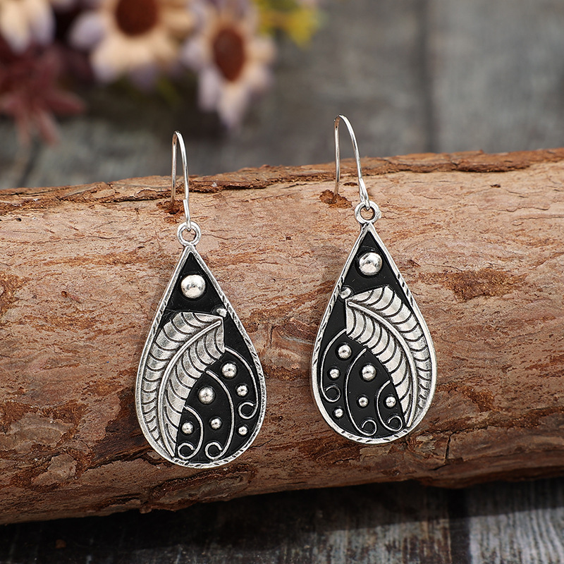 Silver Color Droplet Alloy Detail Earrings | picture 