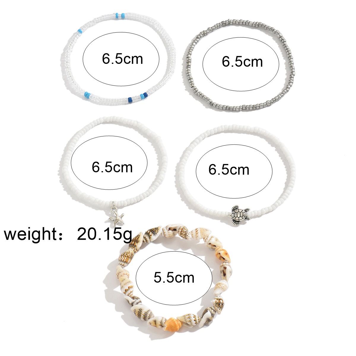 Beige Color Shell Alloy Detail Anklets | picture 