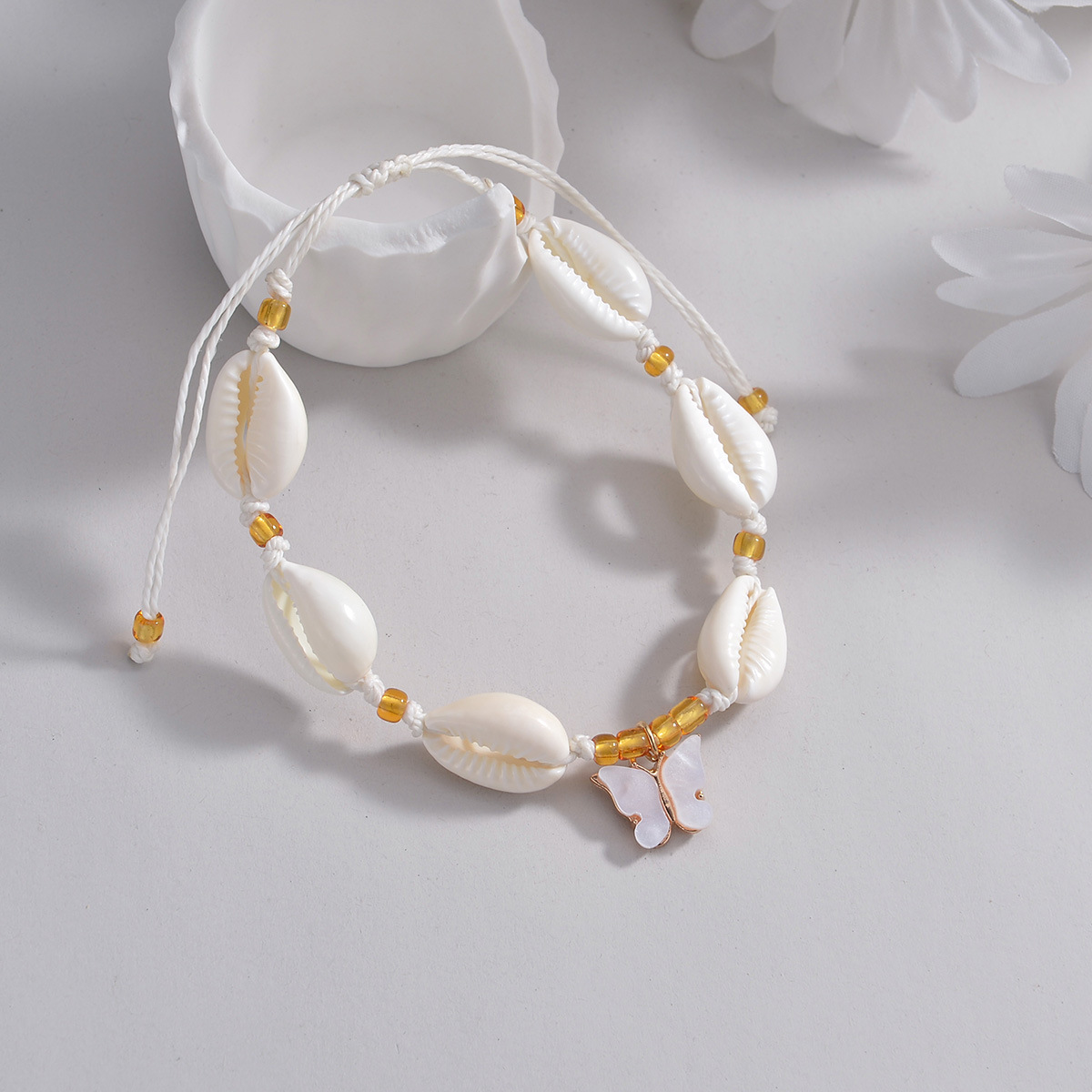 Beige Butterfly Animal Shell Design Anklet | picture 