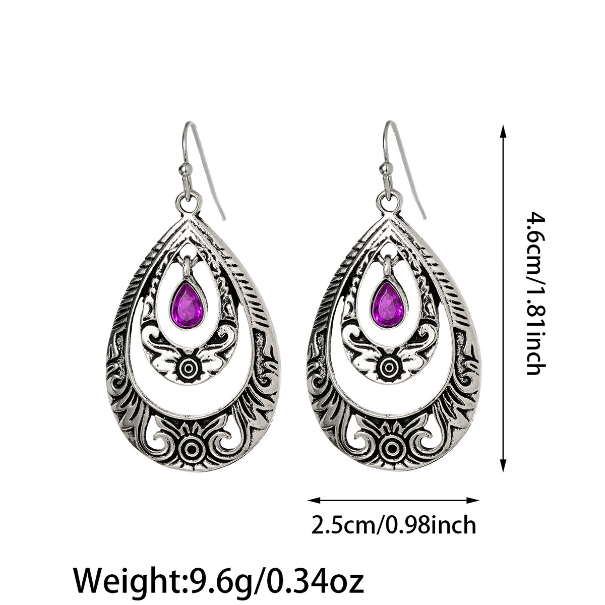 Silver Droplet Design Hollow Alloy Earrings | picture 