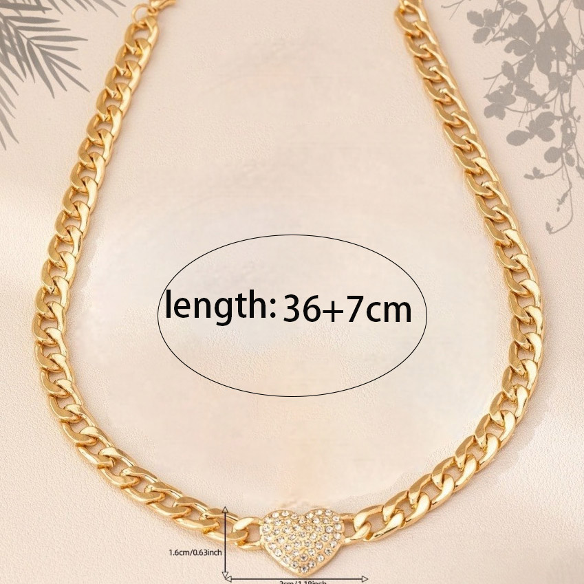 Golden Color Heart Alloy Detail Necklace | picture 
