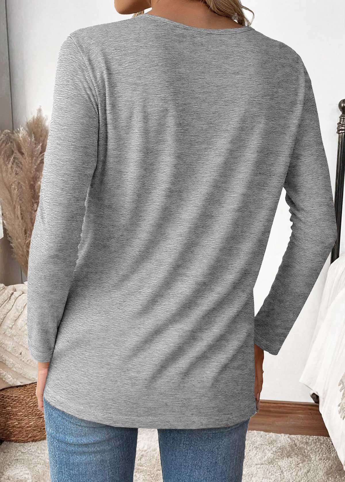 Light Grey Marl Cut Out Long Sleeve T Shirt | picture 