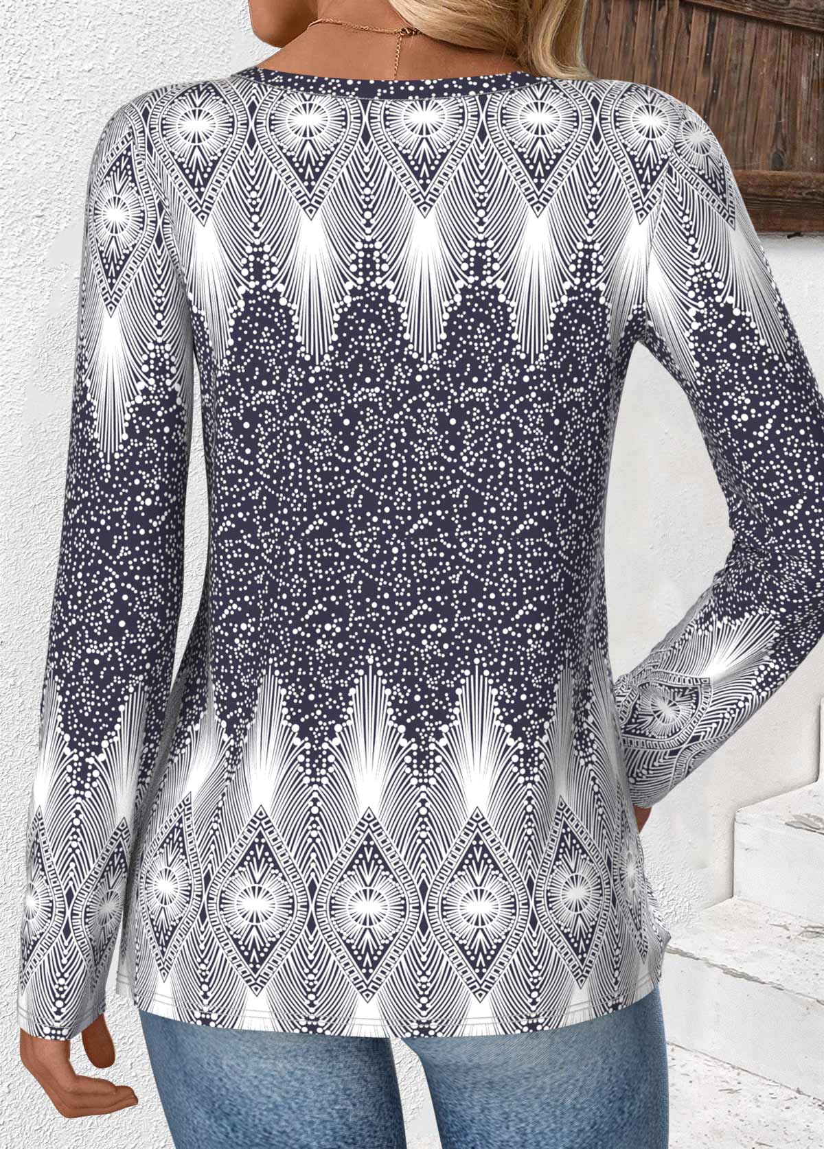 Multi Color Tribal Print Long Sleeve T Shirt | picture 