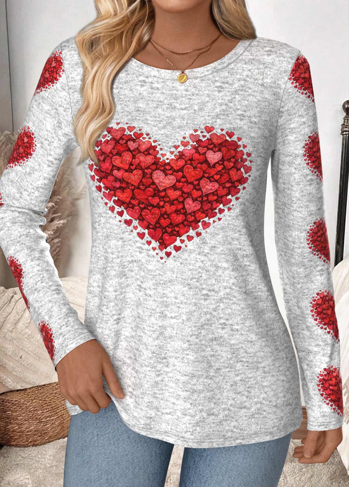 Multi Color Heart Print Long Sleeve T Shirt | picture 