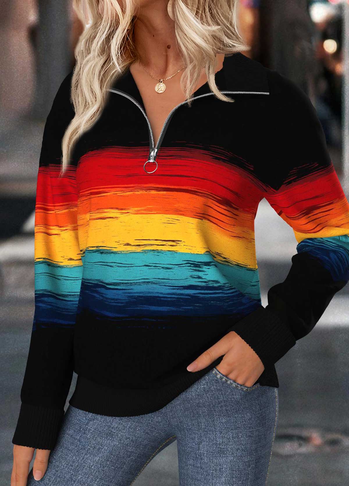 Multi Color Tummy Coverage Long Sleeve Sweatshirt | picture 