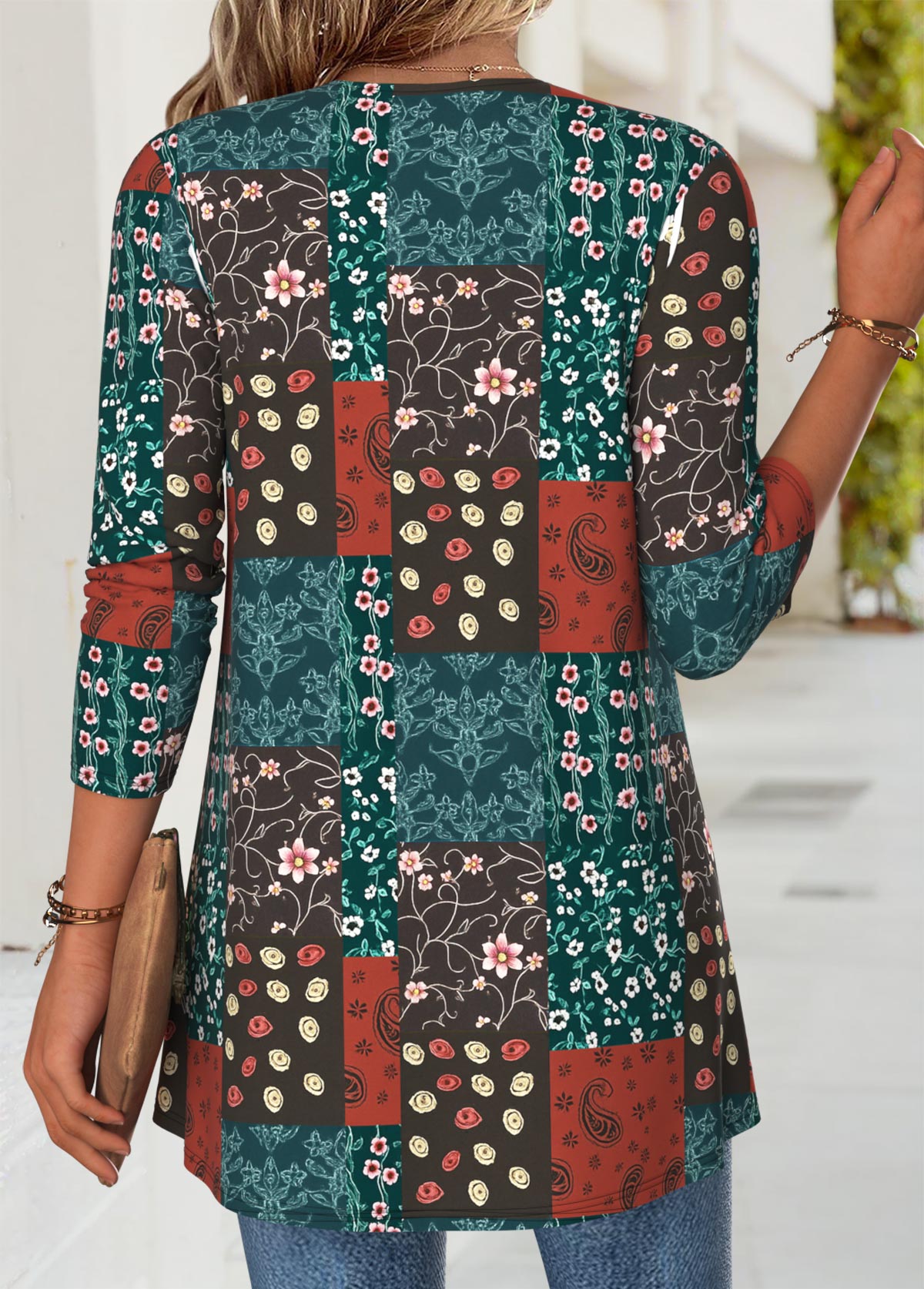 Multi Color Tummy Coverage Fake Two Piece Twinset | picture 