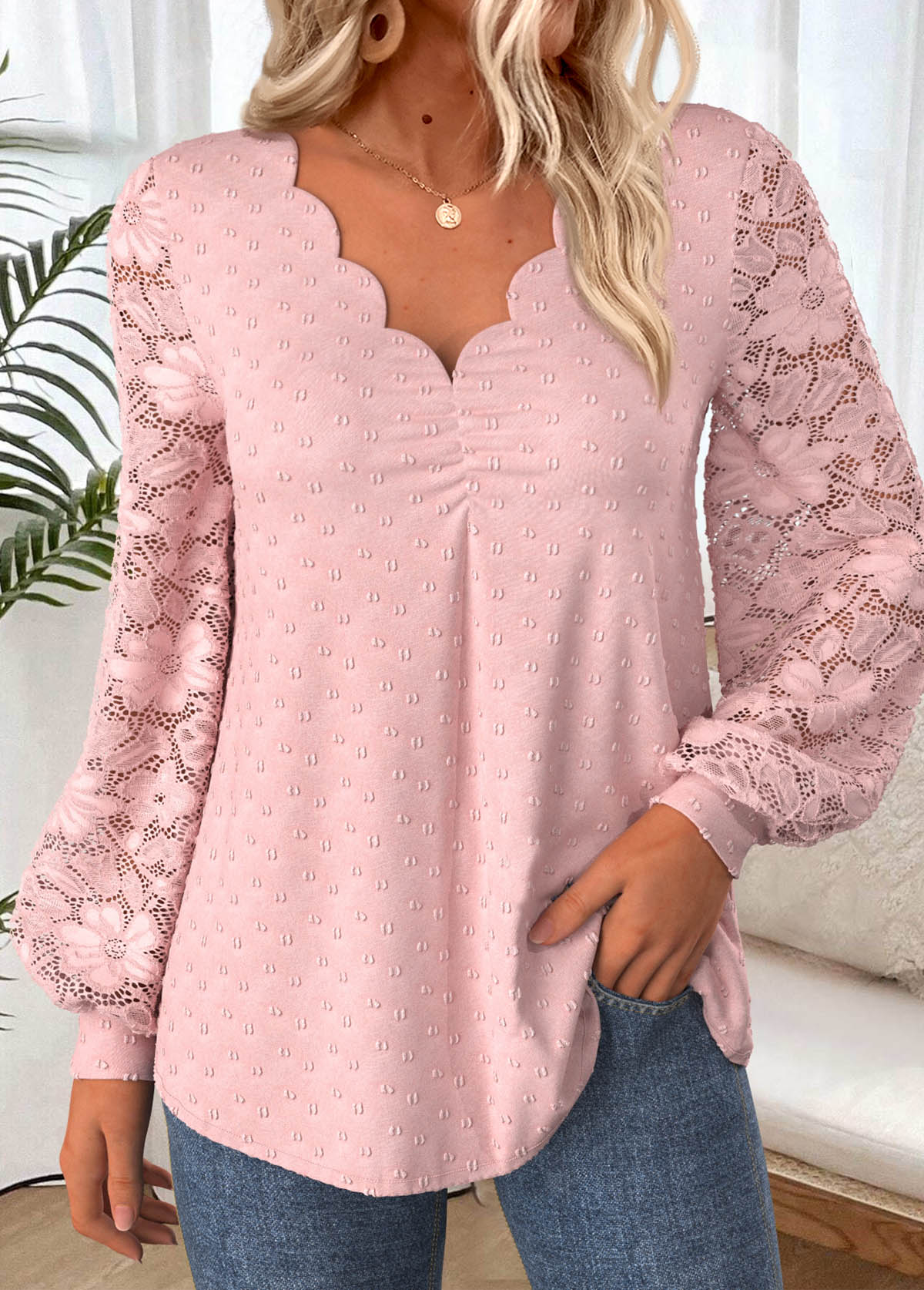 Light Pink Tummy Coverage Long Sleeve T Shirt | picture 