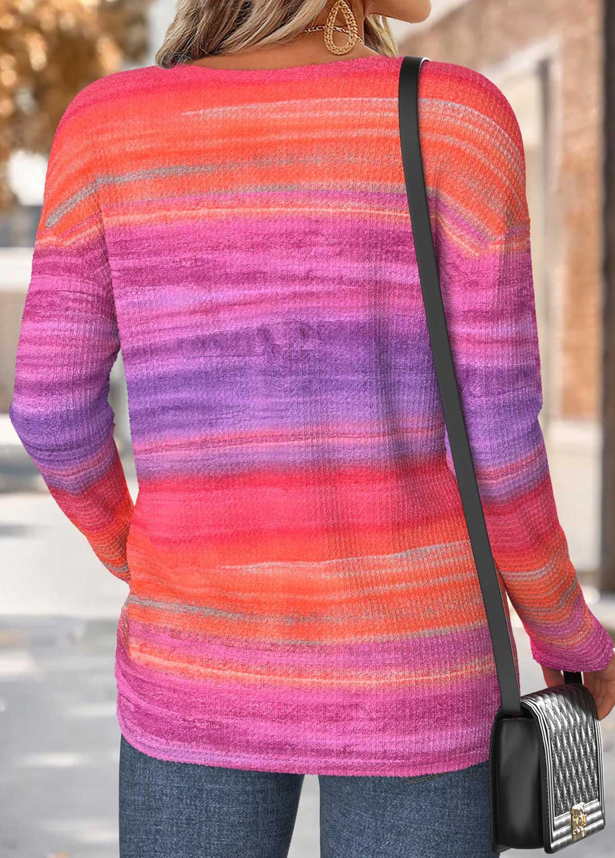 Multi Color Tummy Coverage Ombre Long Sleeve T Shirt | picture 