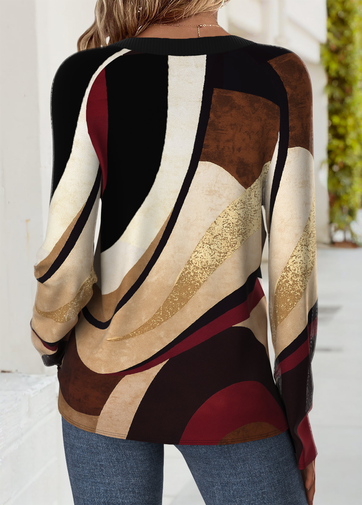 Multi Color Tummy Coverage Striped Long Sleeve T Shirt | picture 