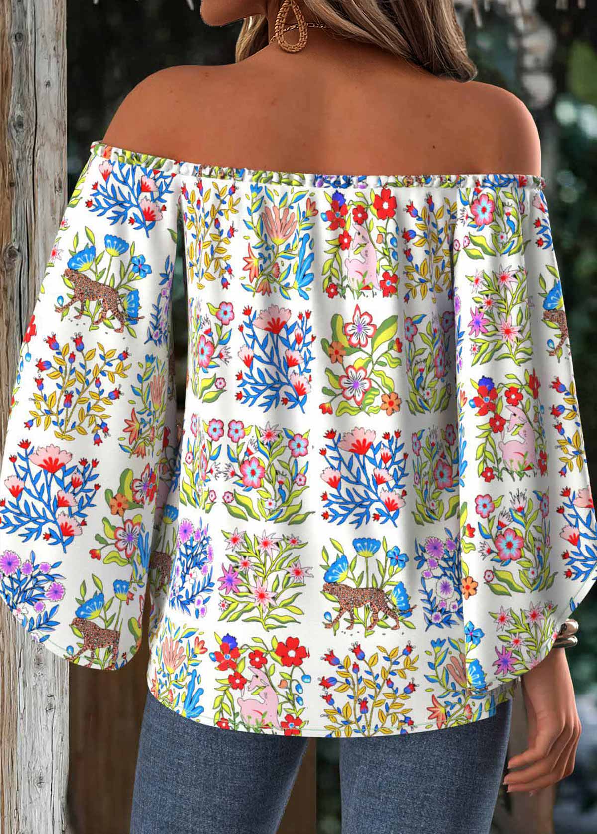 Multi Color Tummy Coverage Floral Print 3/4 Sleeve Blouse | picture 