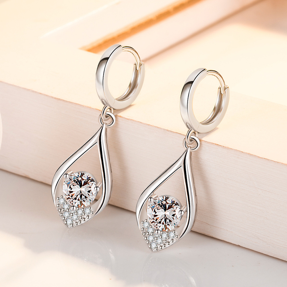 Silver Teardrop Design Hollow Copper Earrings | picture 