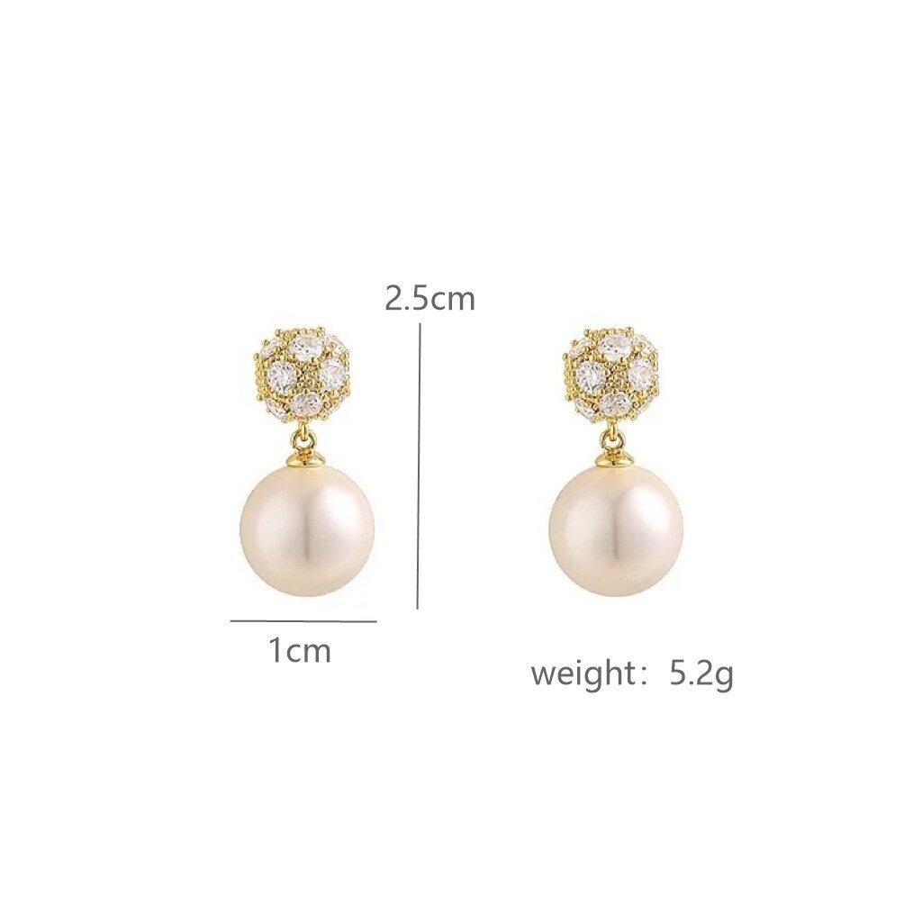 Golden Pearl Design Round Alloy Earrings | picture 
