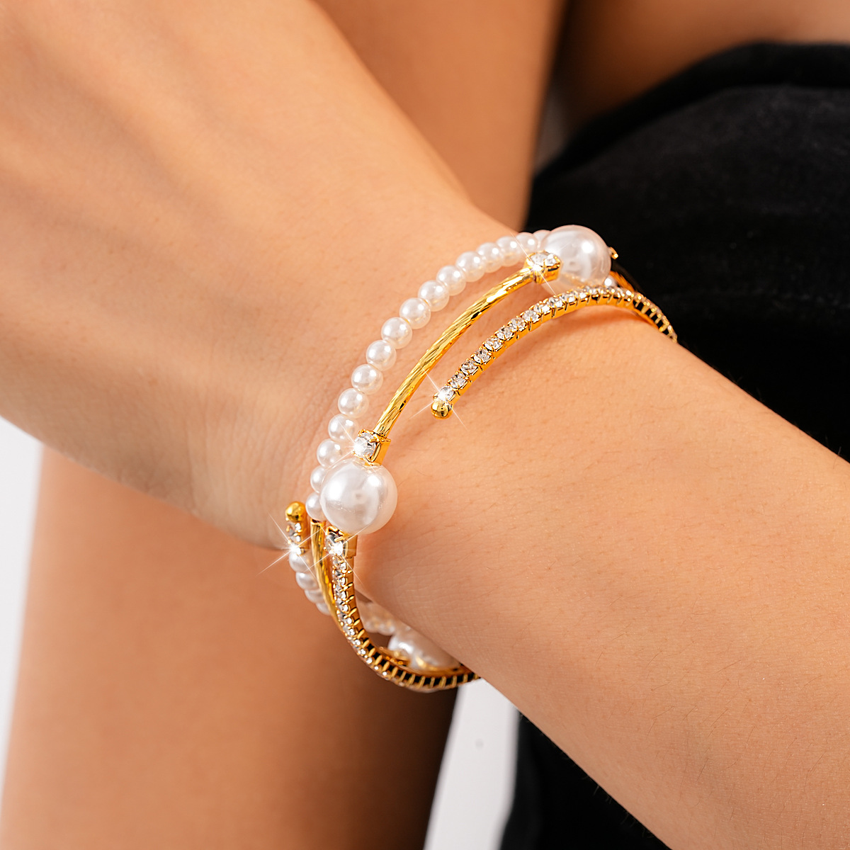 Golden Pearl Round Beaded Design Bangle | picture 