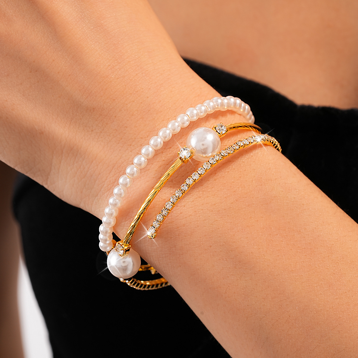Golden Pearl Round Beaded Design Bangle | picture 