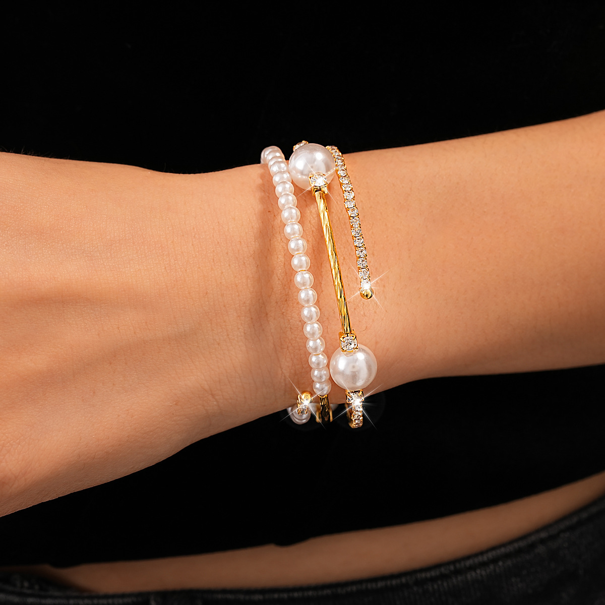 Golden Pearl Round Beaded Design Bangle | picture 