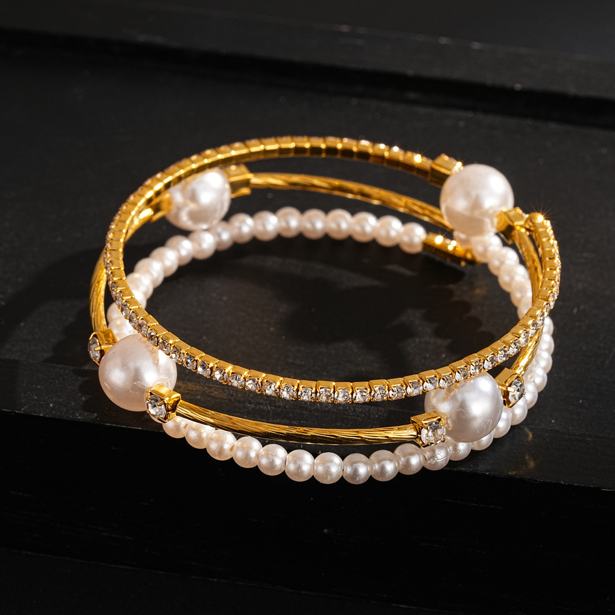 Golden Pearl Round Beaded Design Bangle | picture 