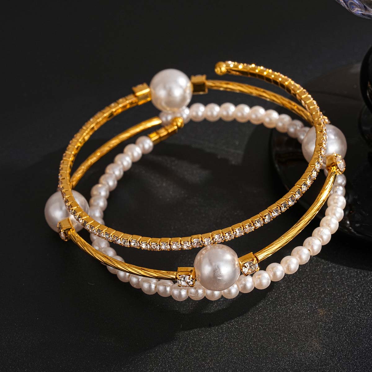Golden Pearl Round Beaded Design Bangle | picture 