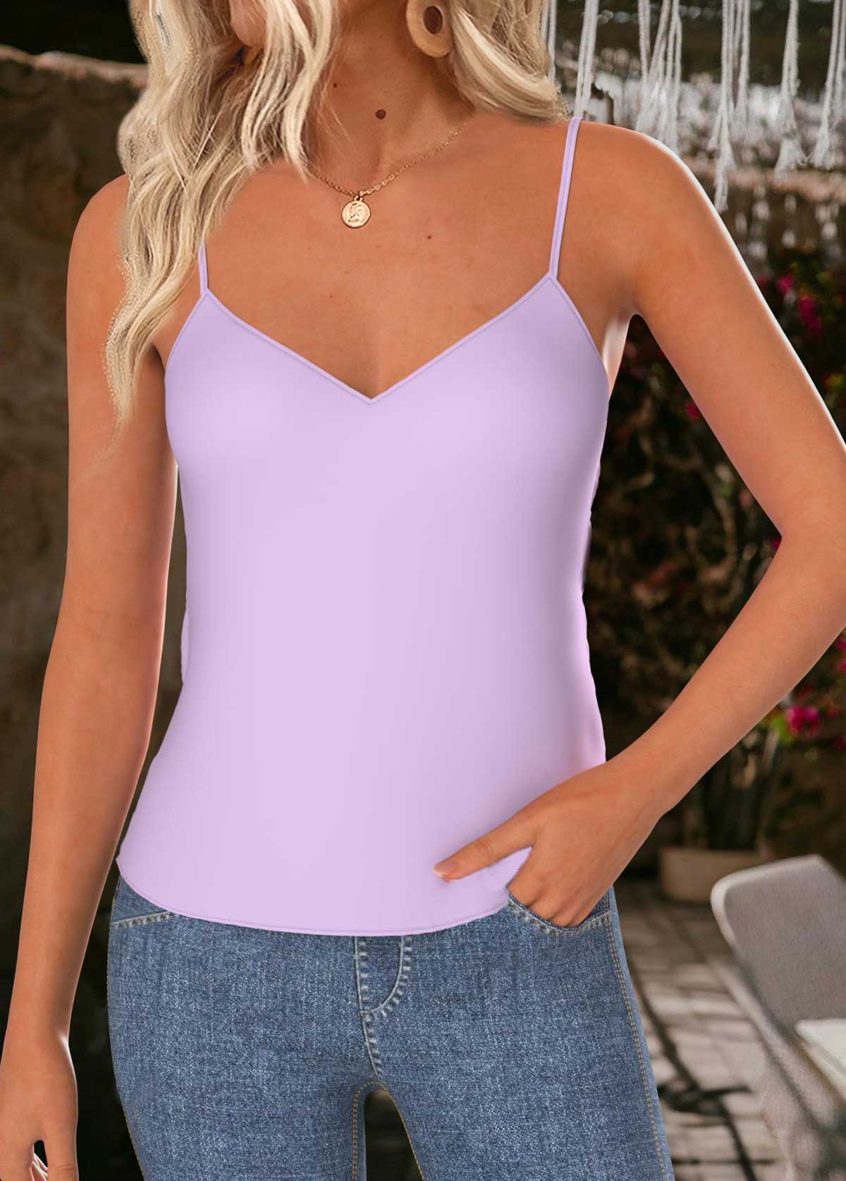 Light Purple Tummy Coverage Long Sleeve Blouse and Camisole | picture 
