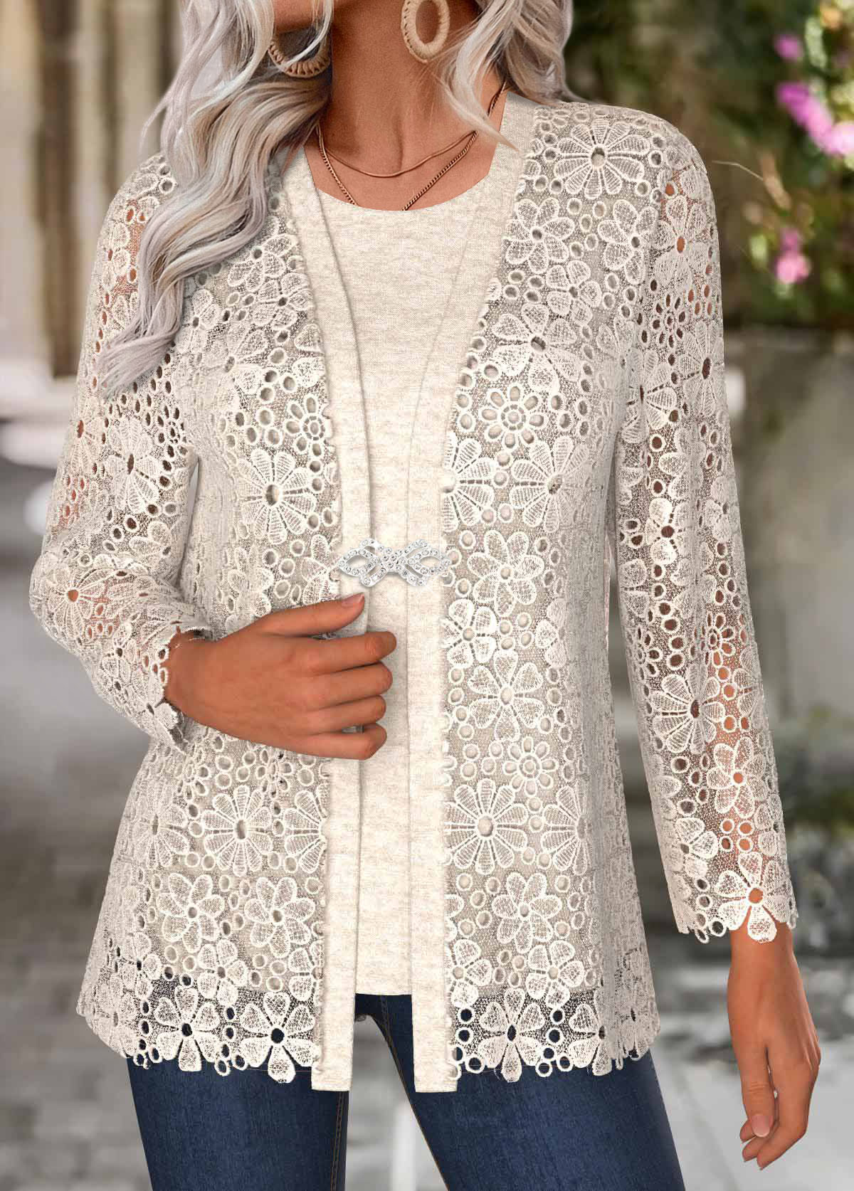 Light Camel Tummy Coverage Long Sleeve Cardigan | picture 