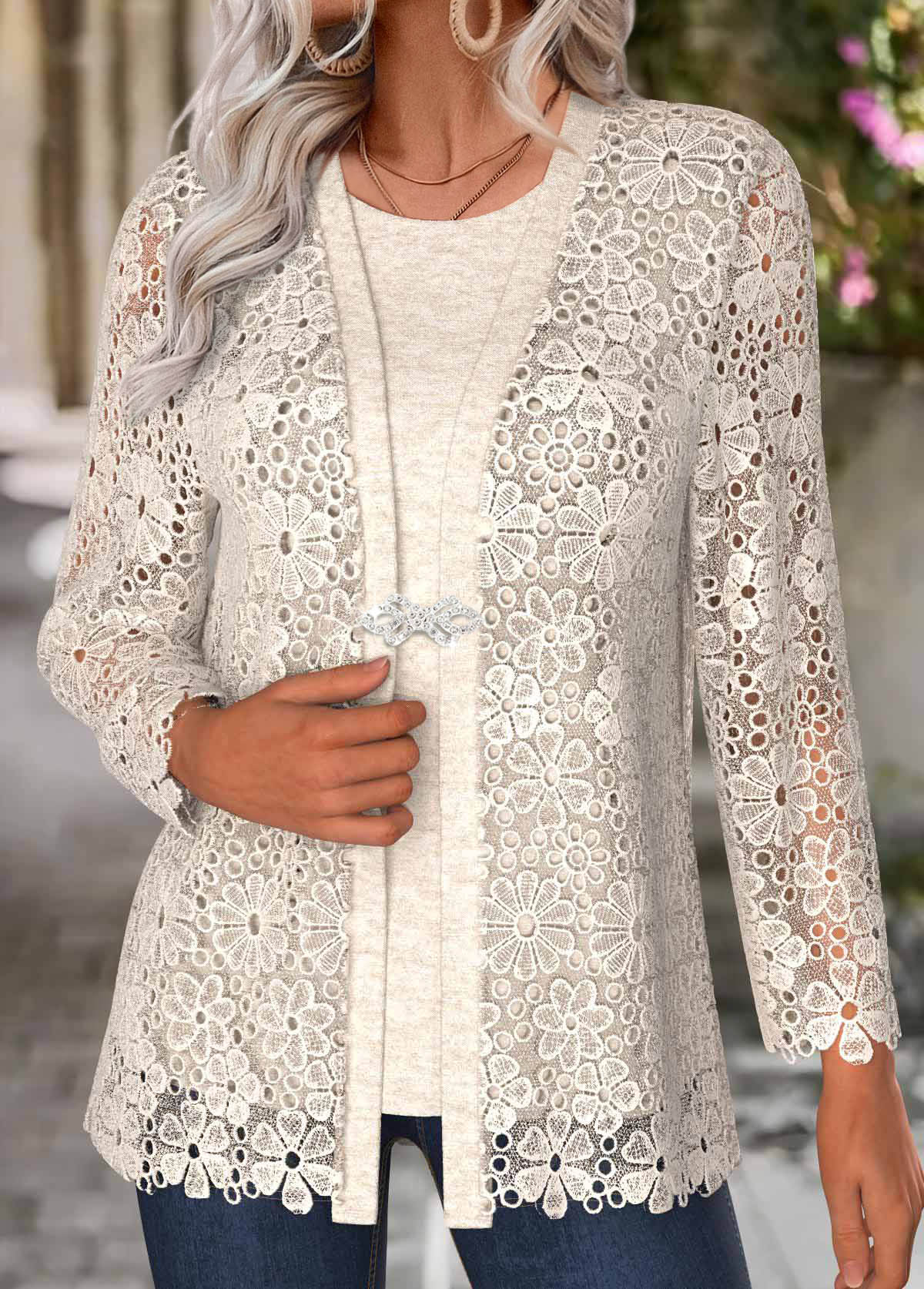 Light Camel Tummy Coverage Long Sleeve Cardigan | picture 