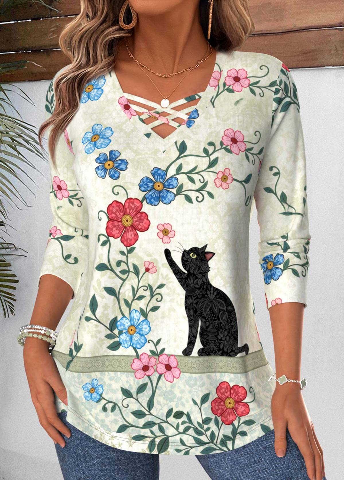 Multi Color Tummy Coverage Animal Print T Shirt | picture 