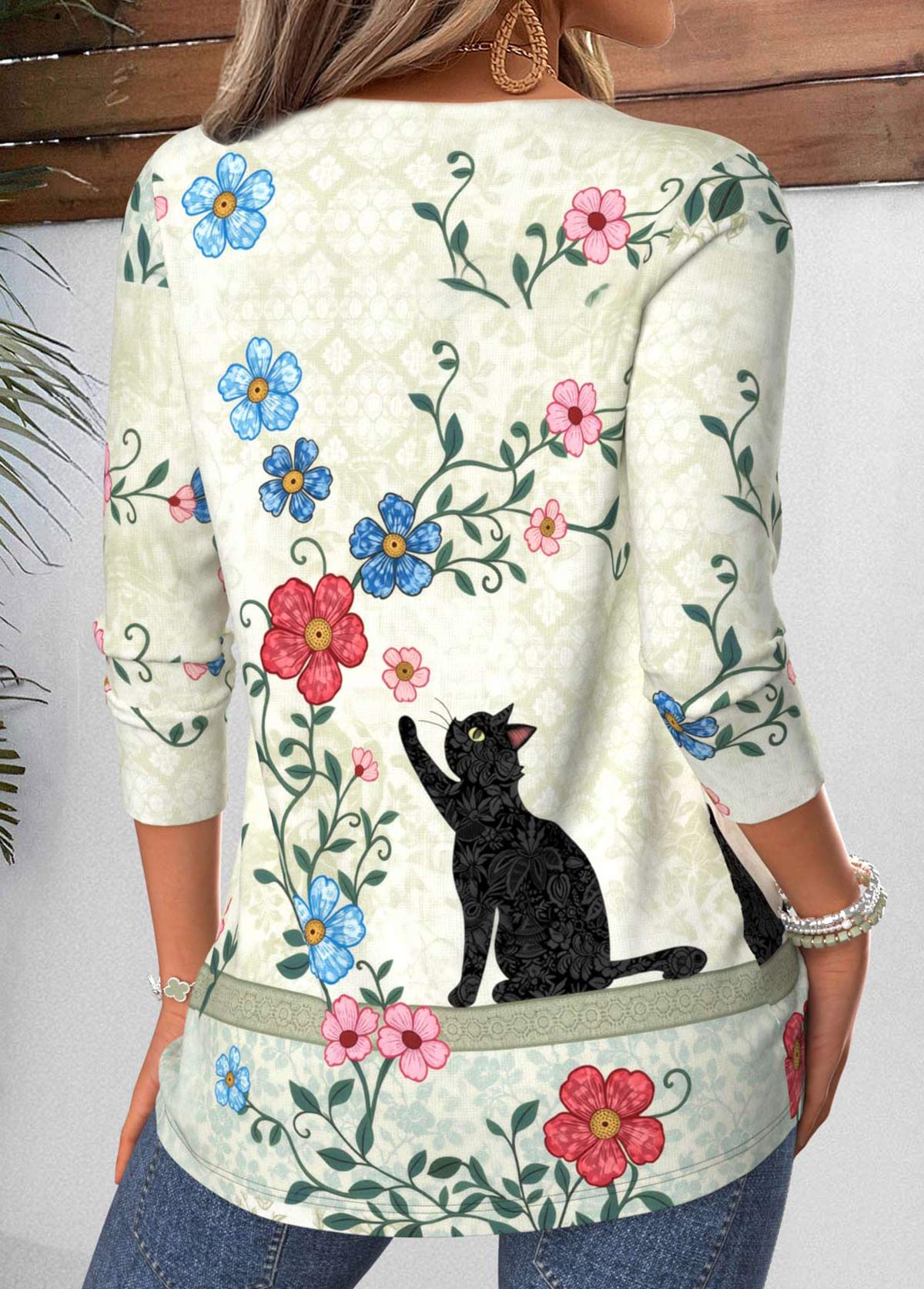 Multi Color Tummy Coverage Animal Print T Shirt | picture 