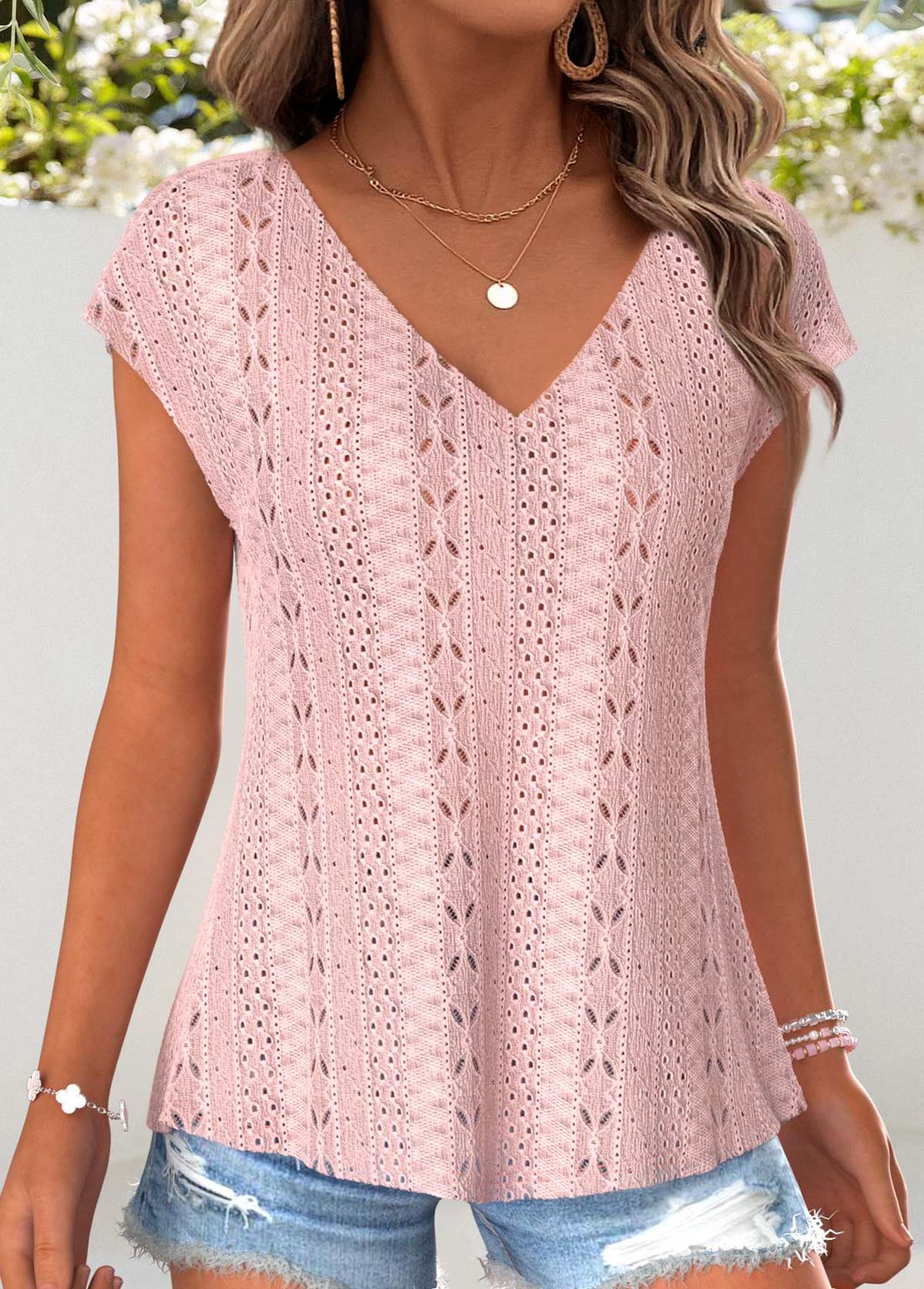 Light Pink Tummy Coverage Short Sleeve T Shirt | picture 