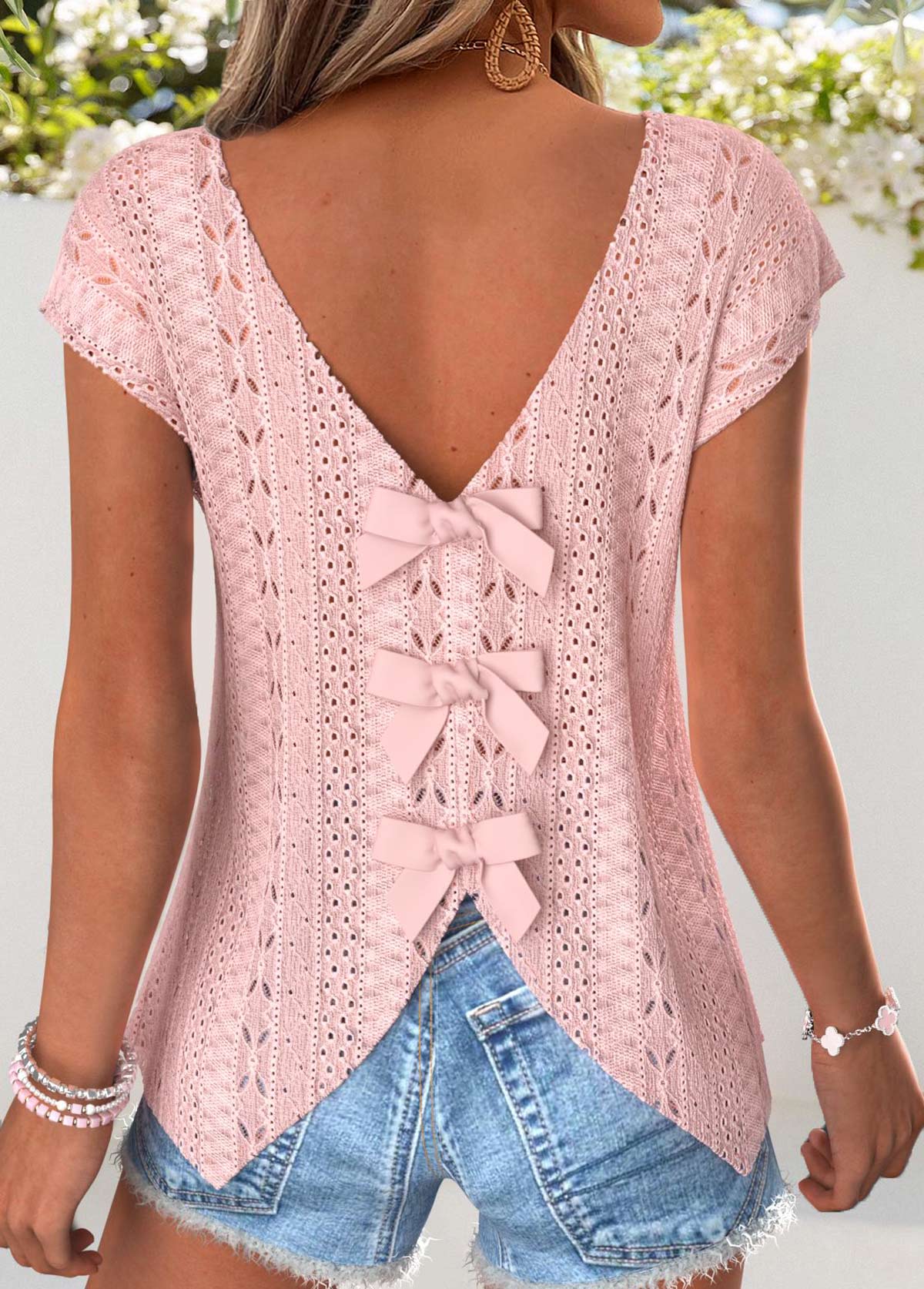 Light Pink Tummy Coverage Short Sleeve T Shirt | picture 