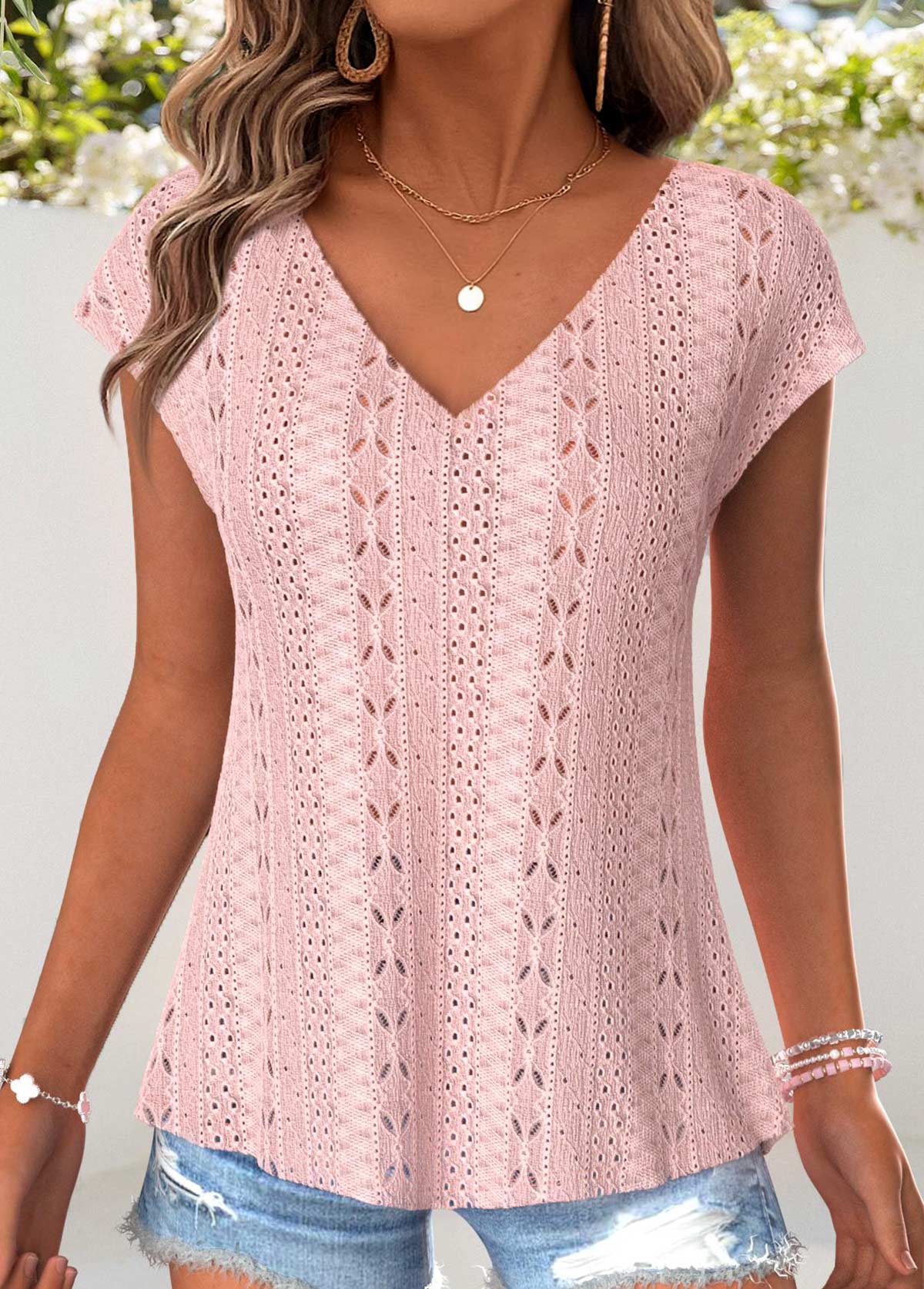 Light Pink Tummy Coverage Short Sleeve T Shirt | picture 