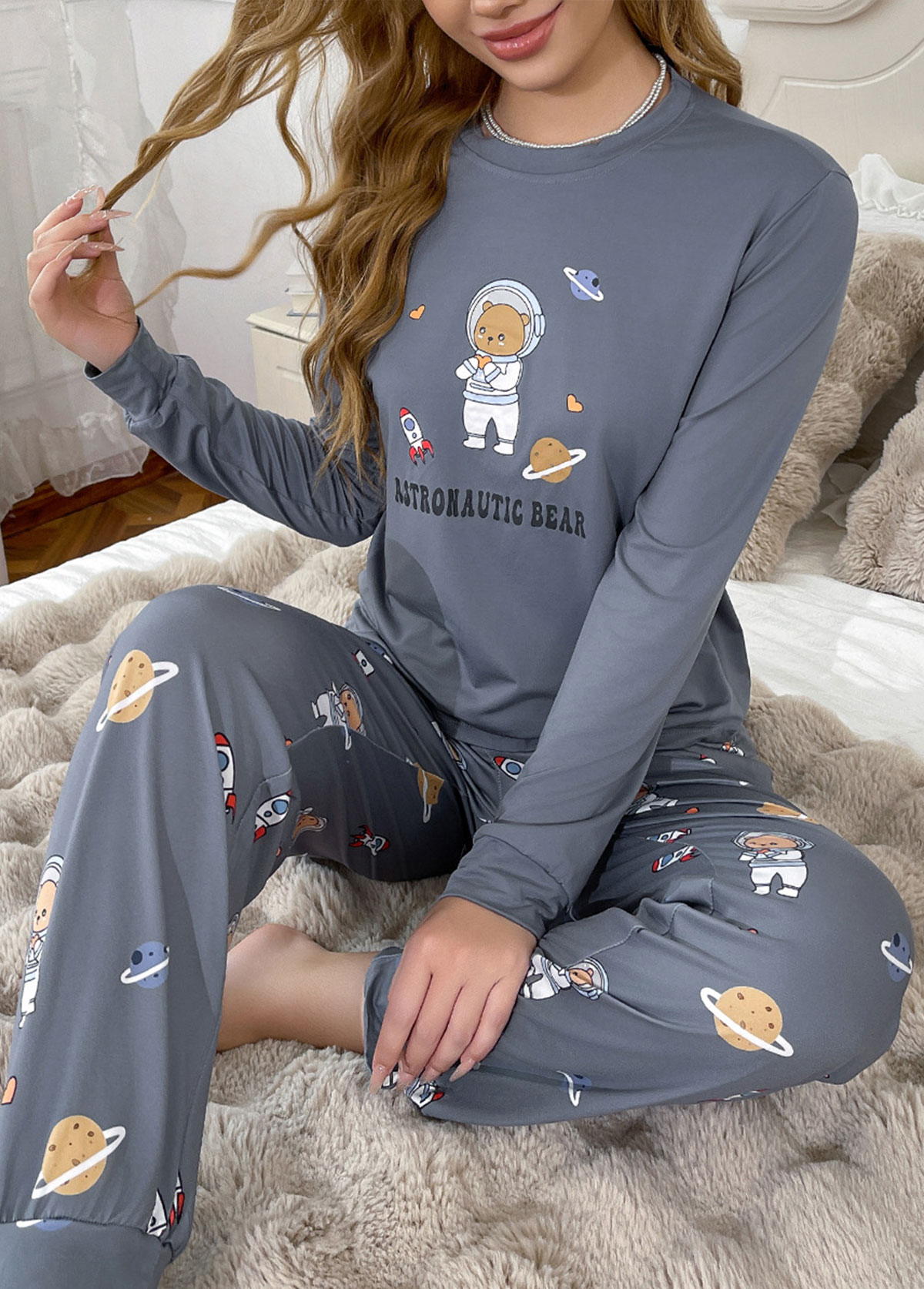 Dark Grey Long Sleeve Lounge Top and Pants | picture 