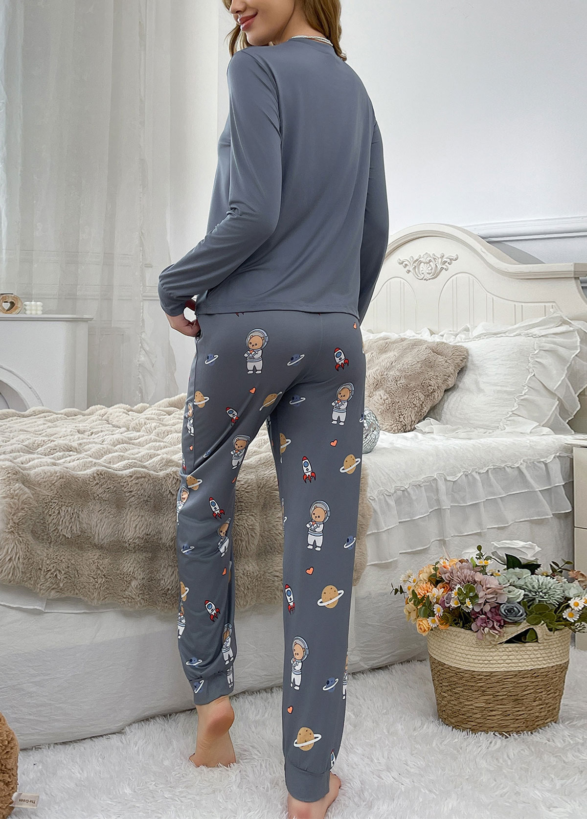 Dark Grey Long Sleeve Lounge Top and Pants | picture 