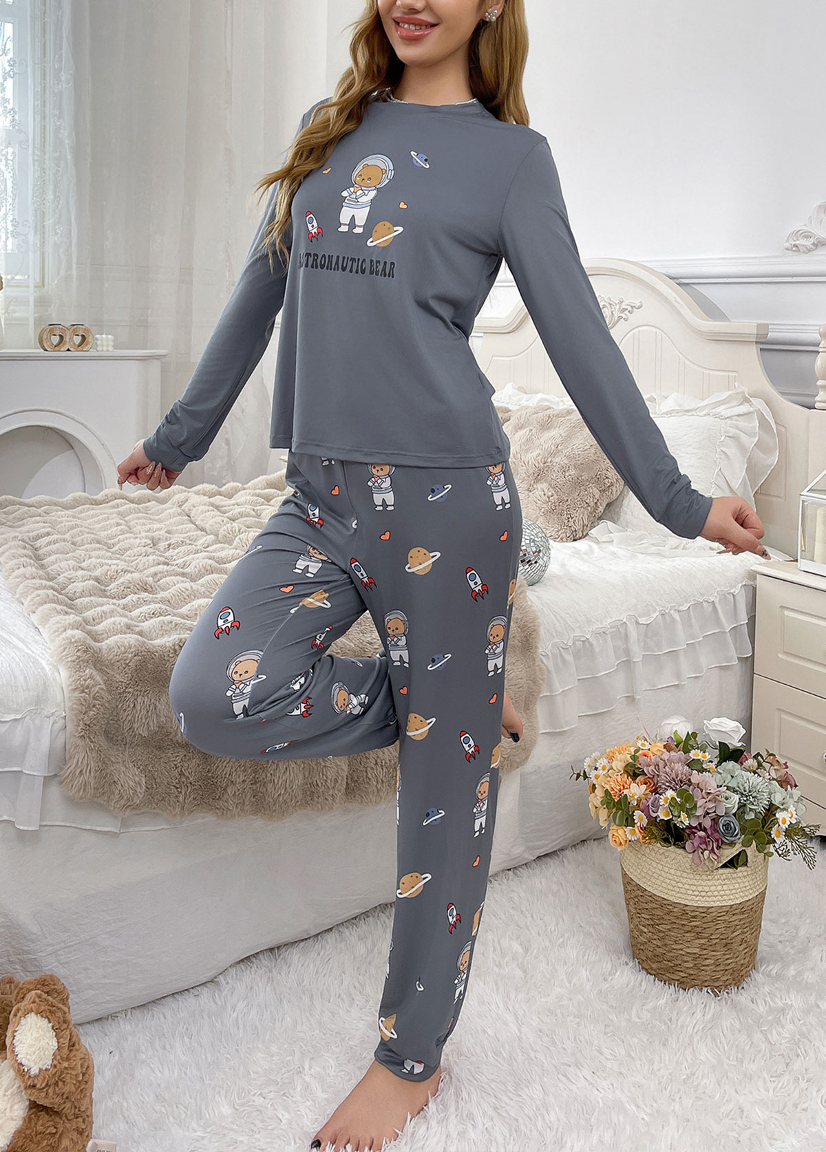 Dark Grey Long Sleeve Lounge Top and Pants | picture 