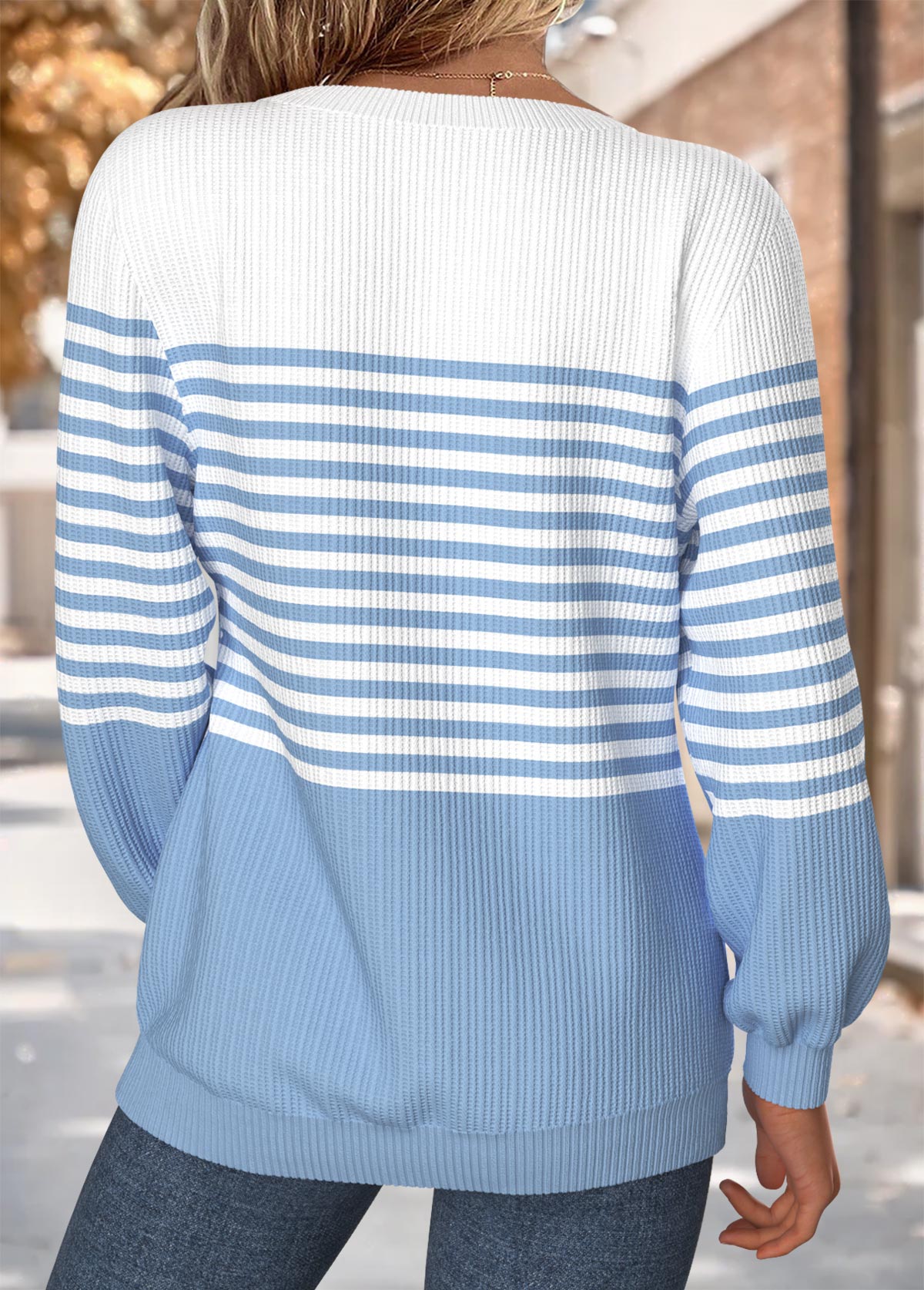 Multi Color Tummy Coverage Striped Long Sleeve Sweatshirt | picture 