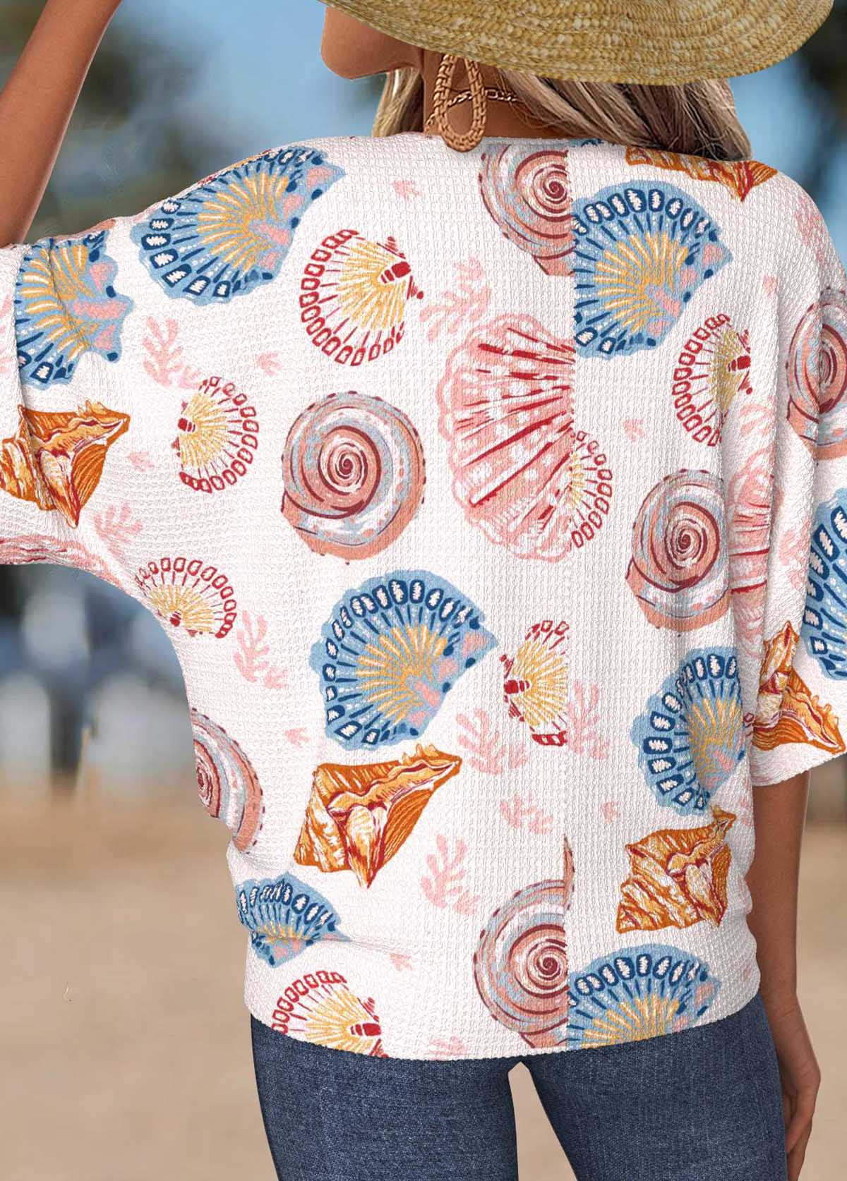 Multi Color Tummy Coverage Marine Life Print T Shirt | picture 